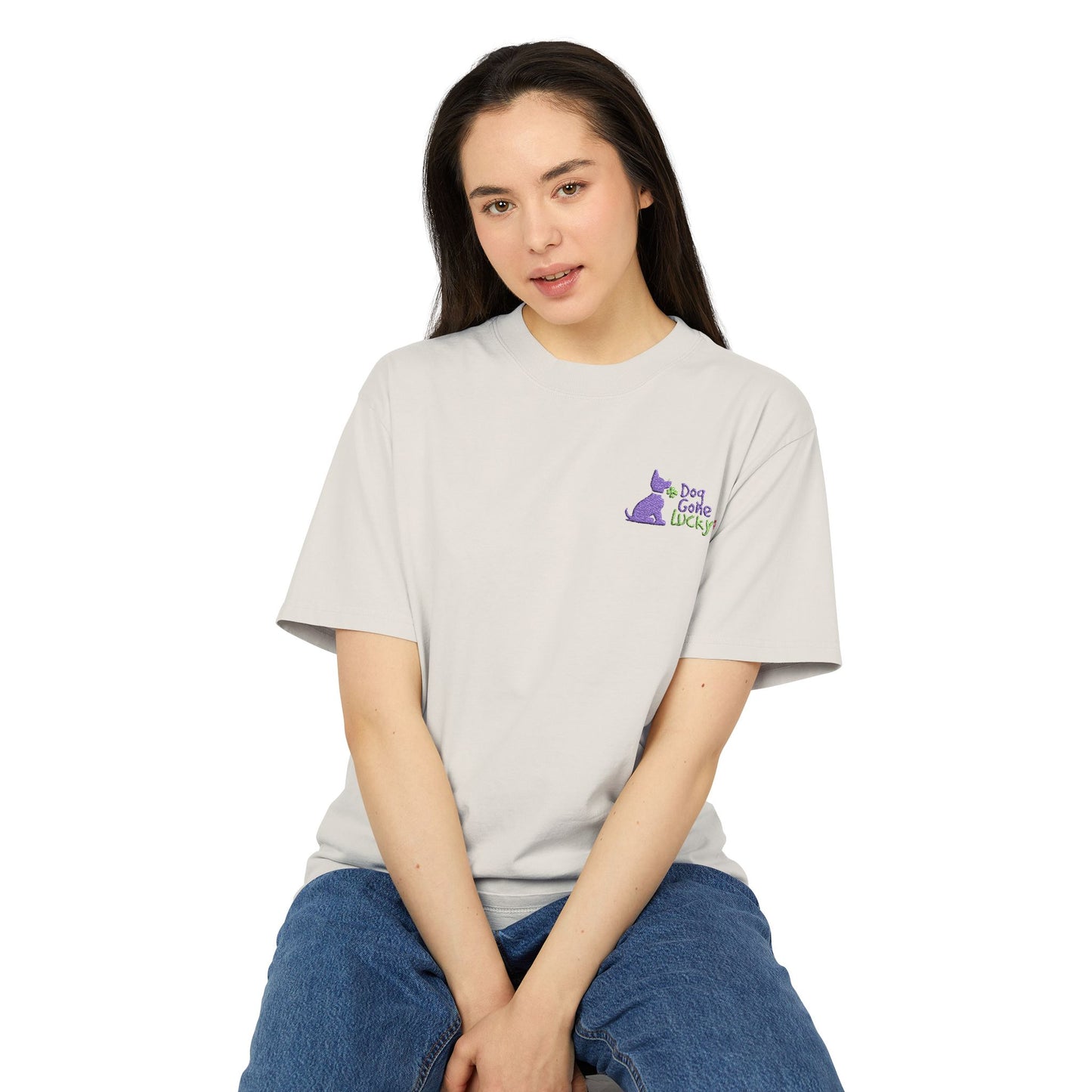 Doggone Lucky Embroidered Adult Faded Tee - Lucky Pup