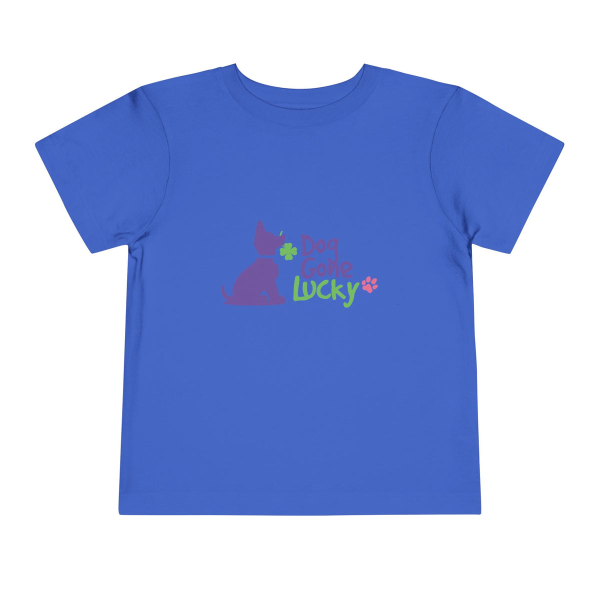 Doggone Lucky Personalized Neck Label Toddler Tee - Printed Lucky Pup on Front and Back
