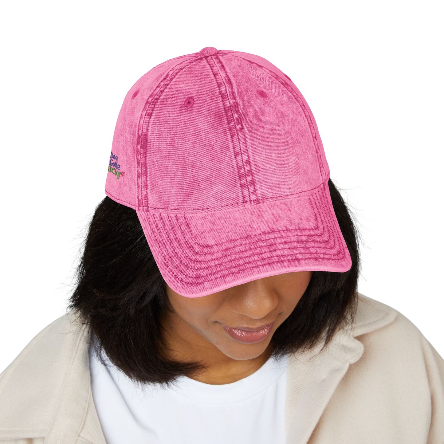 Embroidered 'Doggone Lucky' Vintage Cap