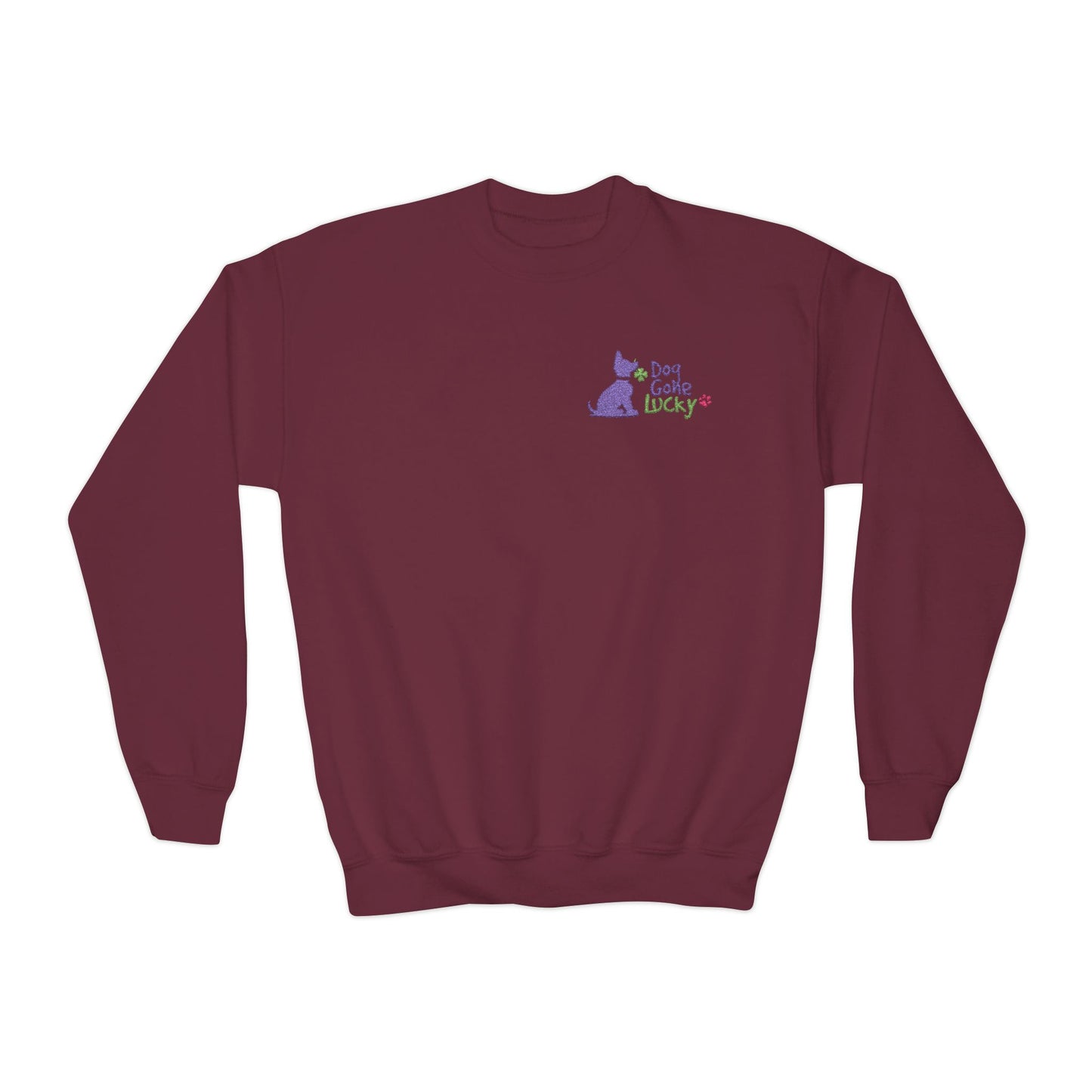 Doggone Lucky Embroidered Youth Crewneck Sweatshirt