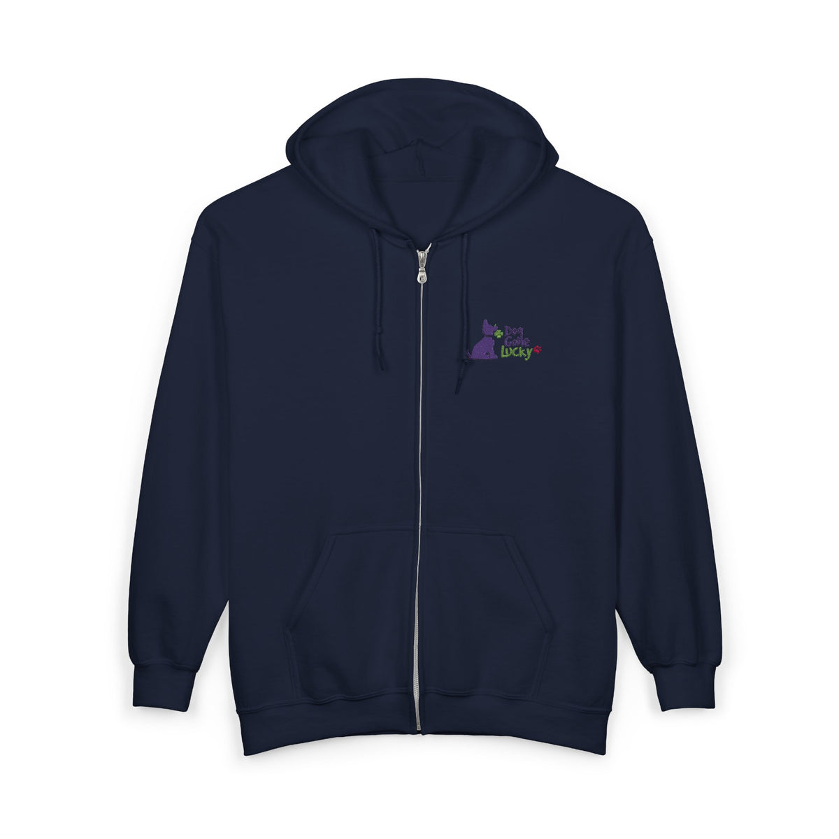 Doggone Lucky Heavy Blend™ Full Zip Hooded Sweatshirt - Embroidered Lucky Pup on Chest
