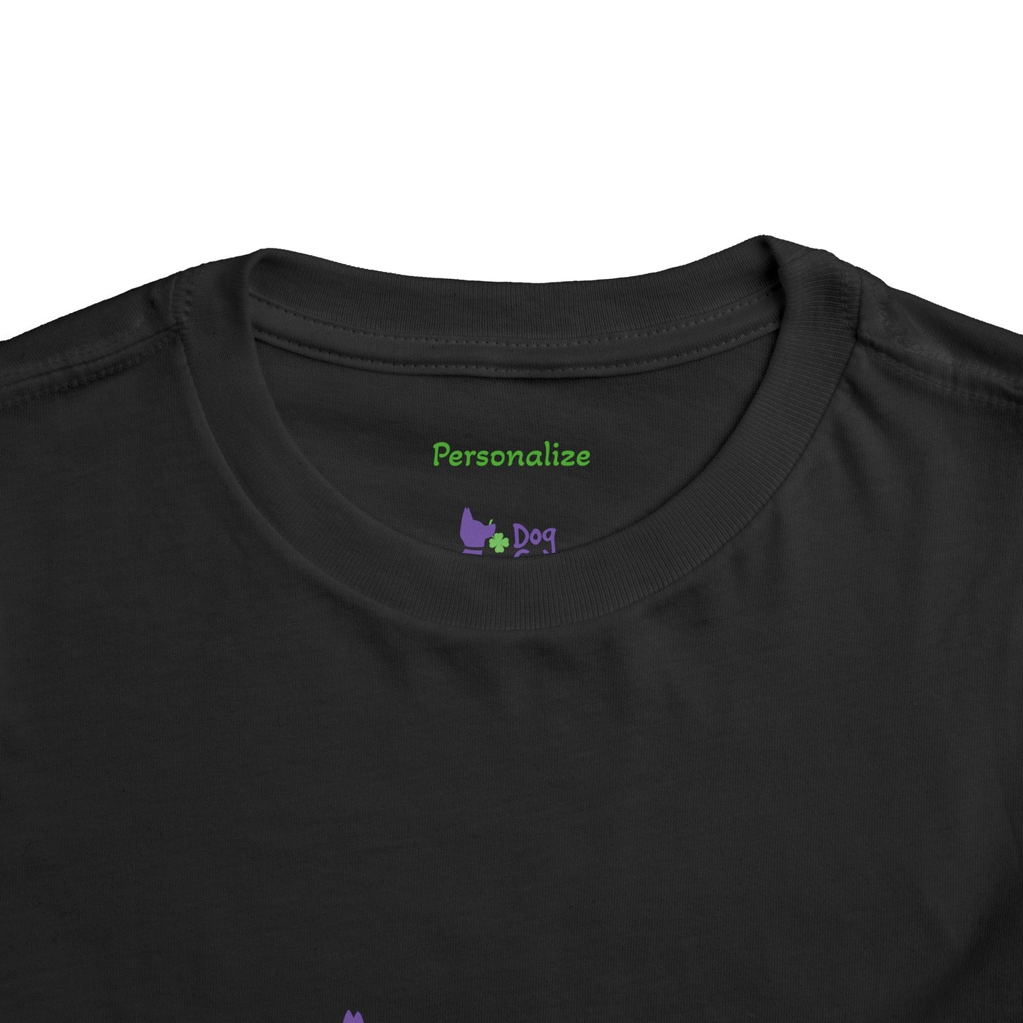 Doggone Lucky Personalized Neck Label Toddler Tee - Cute Large Lucky Pup on front and back
