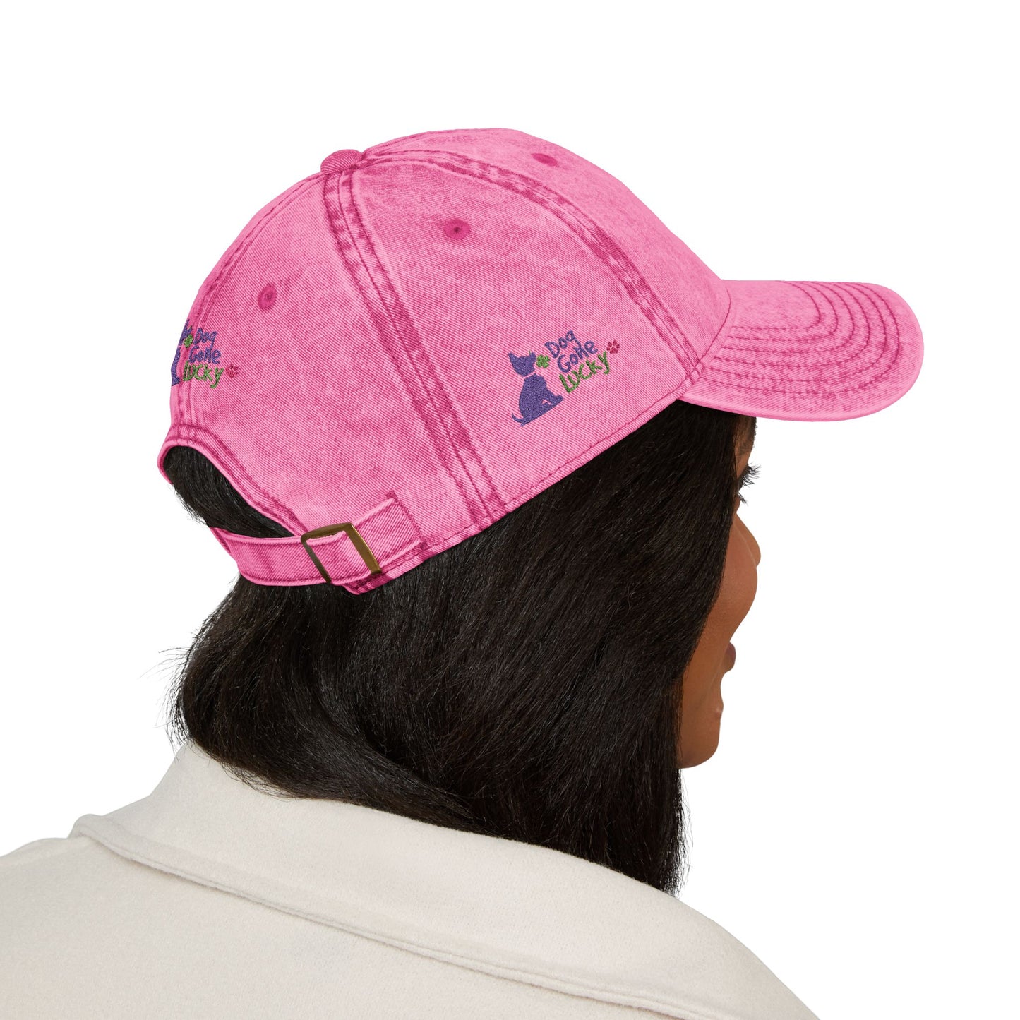 Embroidered 'Doggone Lucky' Vintage Cap