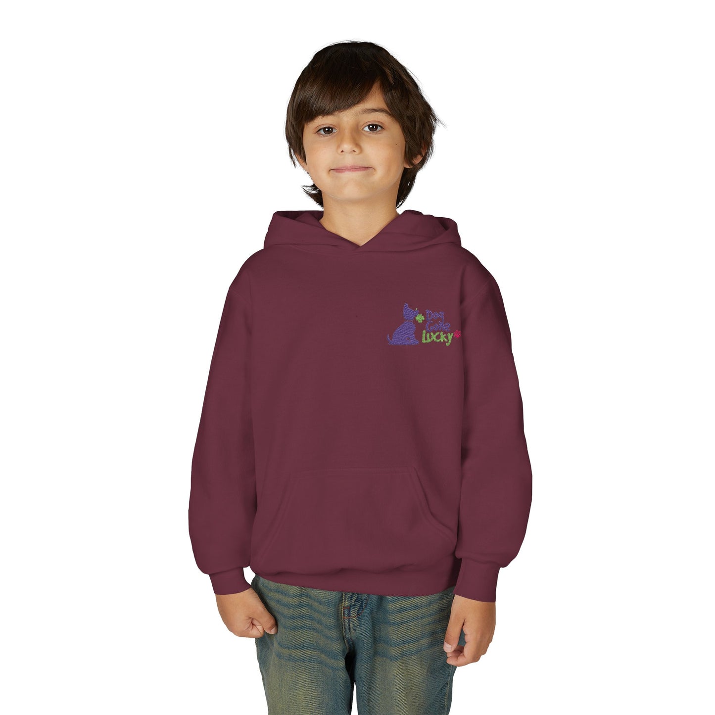 Doggone Lucky Embroidered Youth Hoodie