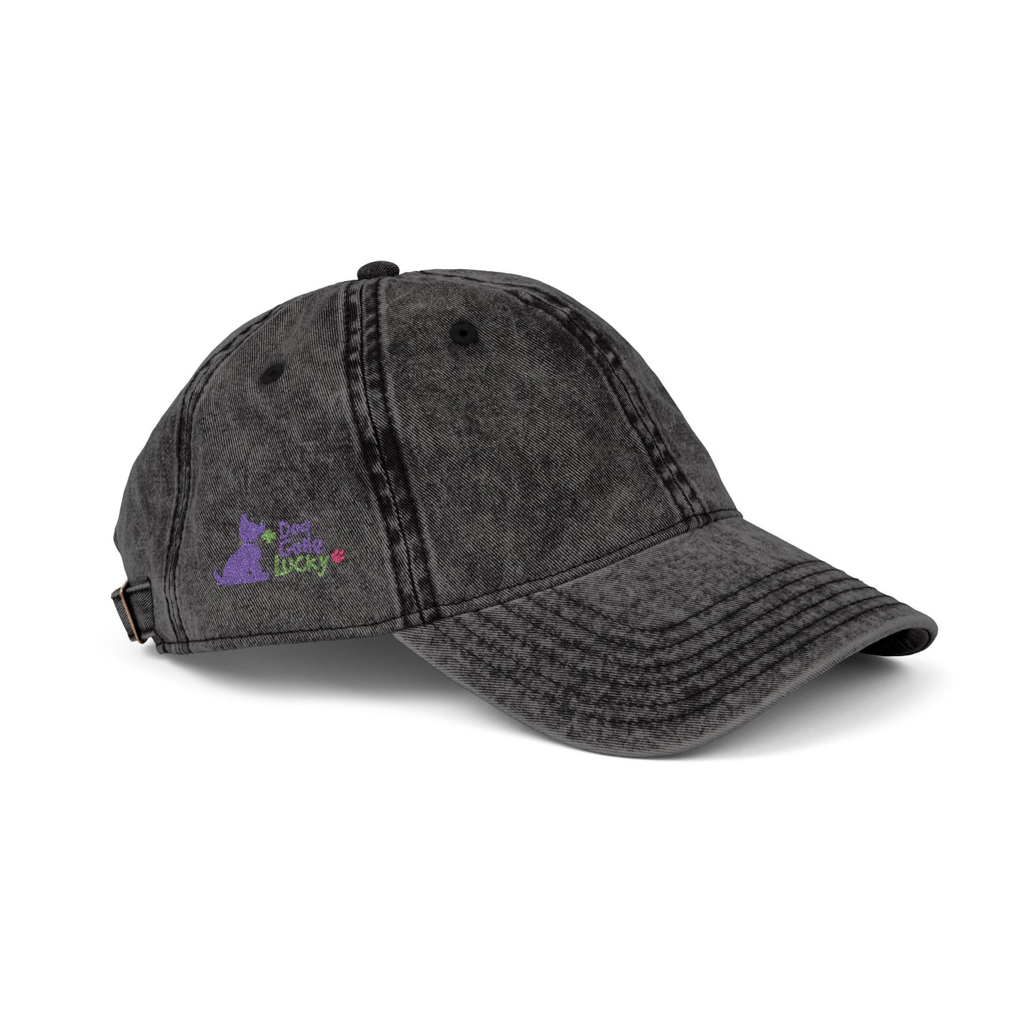 Embroidered 'Doggone Lucky' Vintage Cap