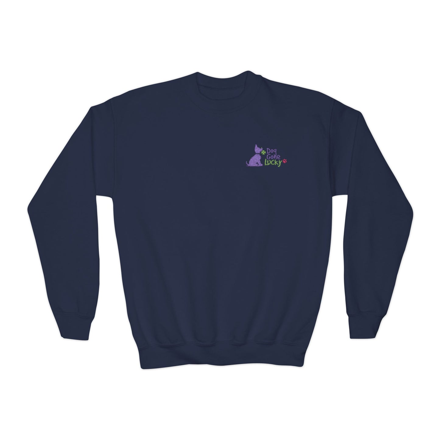 Doggone Lucky Youth Embroidered Crewneck Sweatshirt