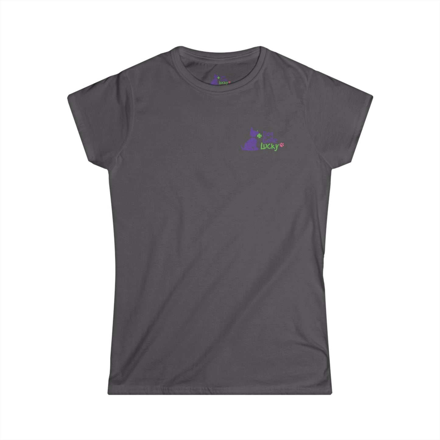 Doggone Lucky Woman's Tee | Purple Dog with Clover, St. Patrick's Day