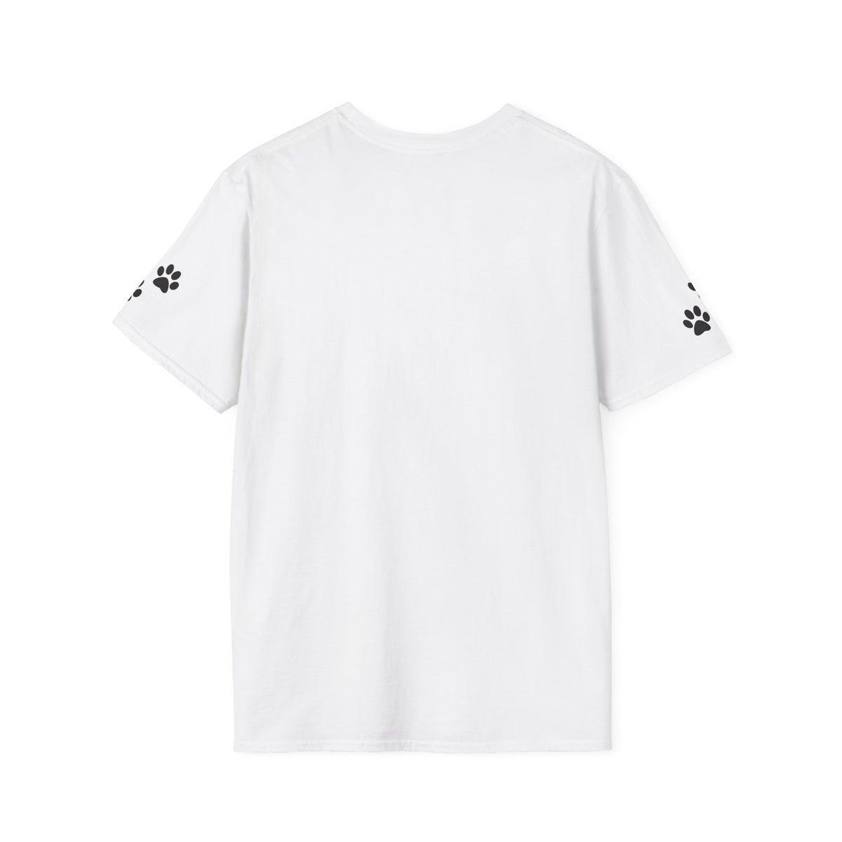 Doggone Lucky Adult Tee - Printed Lucky Pup on Front - Paw Prints on Sleeves