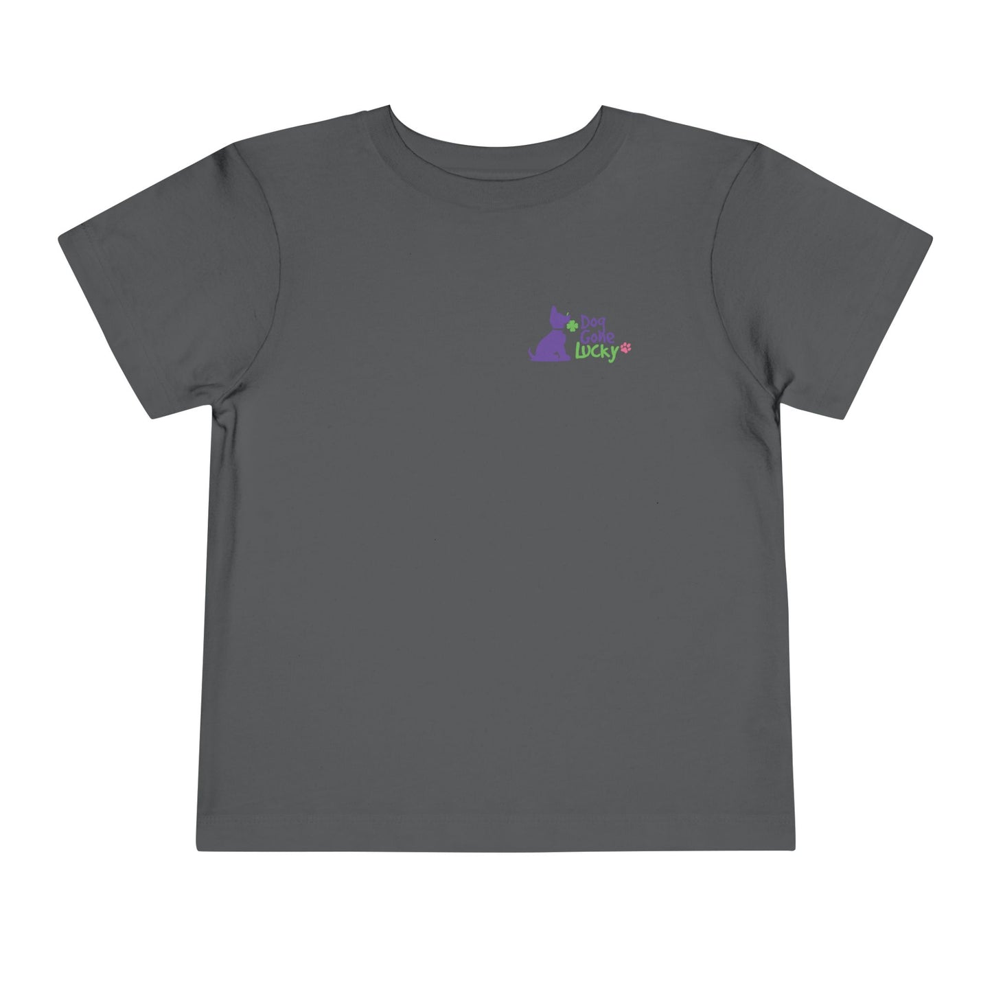 Doggone Personalized Neck Label Toddler Tee - Lucky Pup Graphic on Back and Front