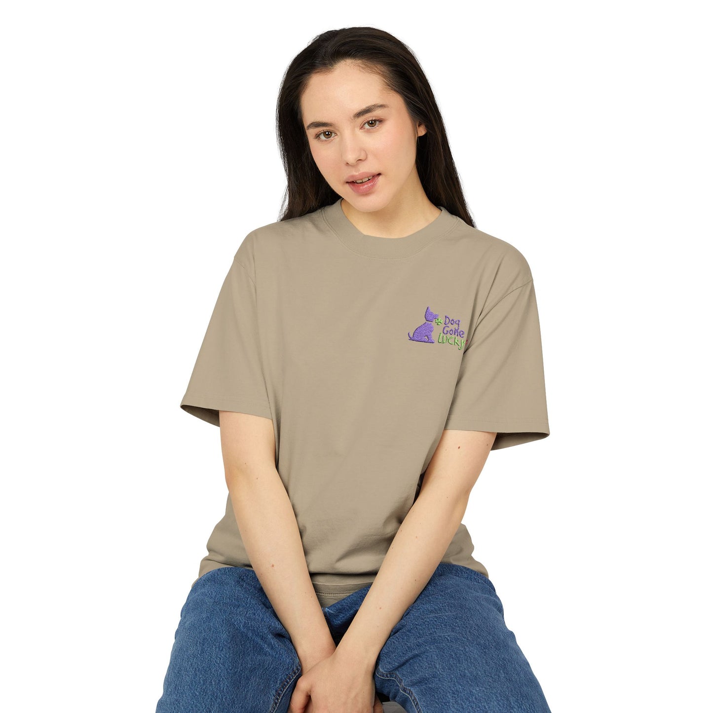 Doggone Lucky Embroidered Adult Faded Tee - Lucky Pup