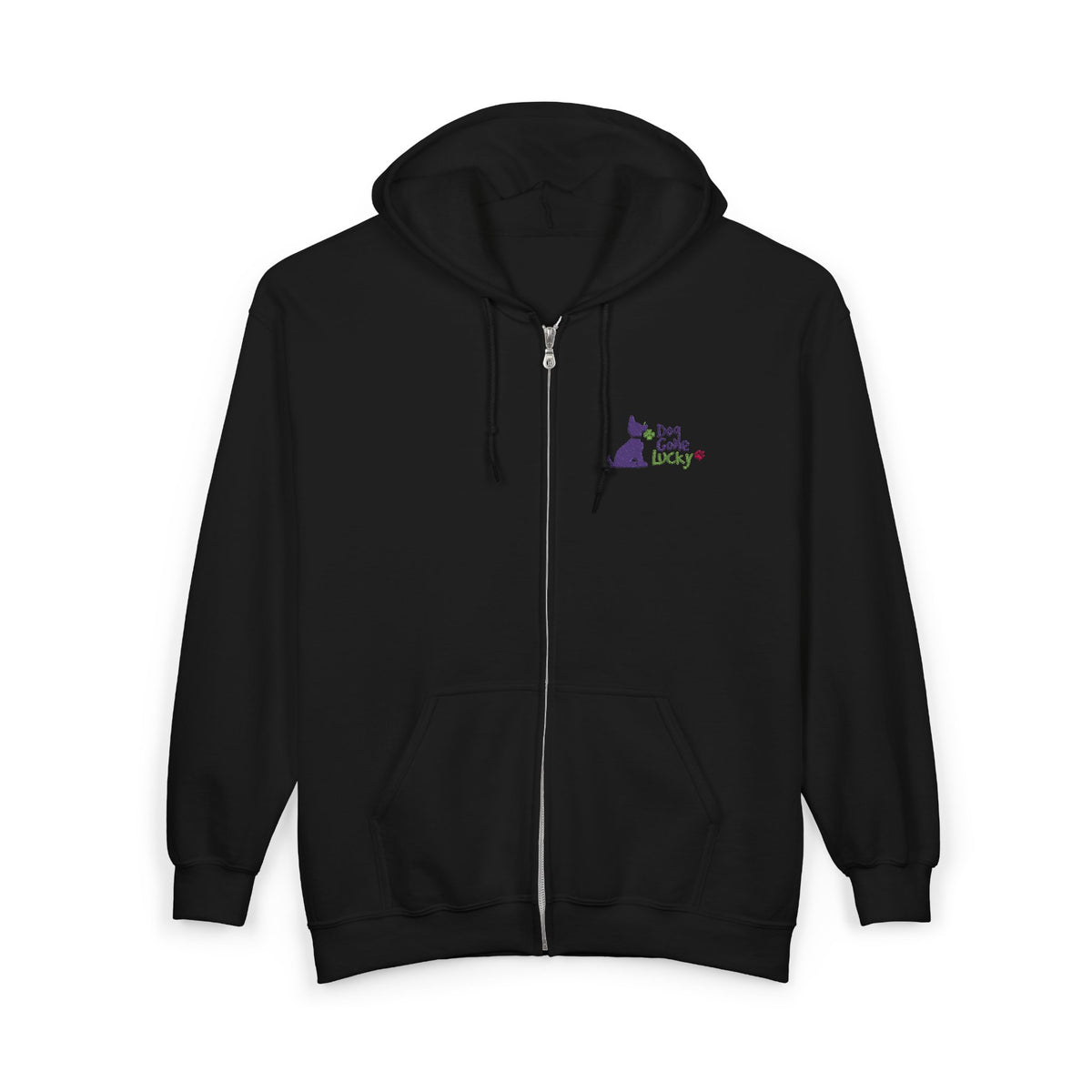 Doggone Lucky Heavy Blend™ Full Zip Hooded Sweatshirt - Embroidered Lucky Pup on Chest