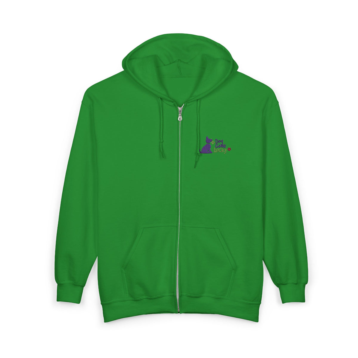 Doggone Lucky Heavy Blend™ Full Zip Hooded Sweatshirt - Embroidered Lucky Pup on Chest