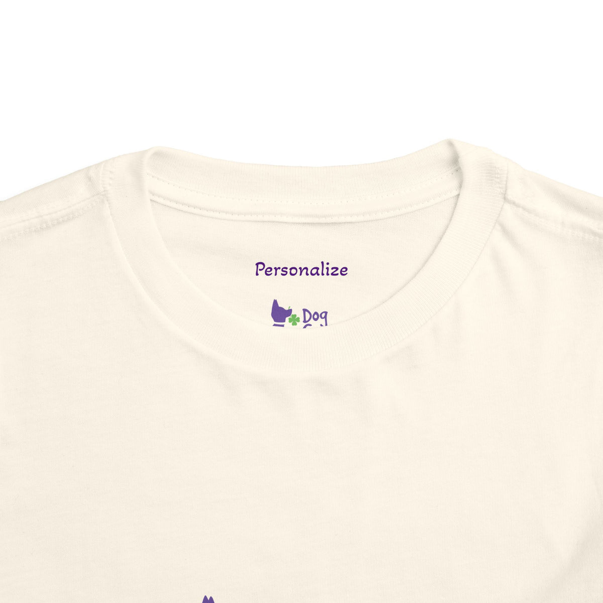 Doggone Lucky Personalized Neck Label Toddler Tee - Printed Lucky Pup on Front and Back