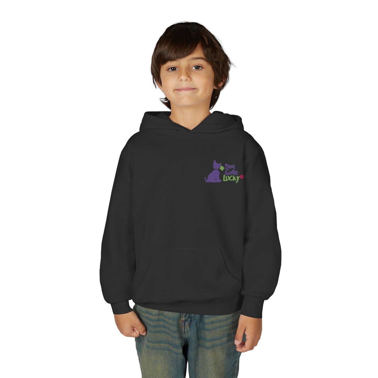 Doggone Lucky Embroidered Youth Hoodie