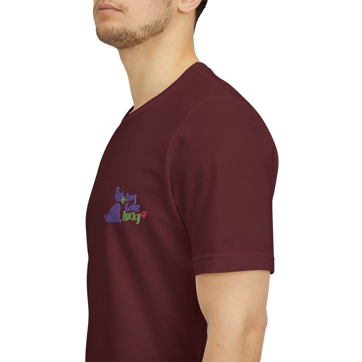 Doggone Lucky Adult Tee - Embroidered Lucky Pup on the Chest