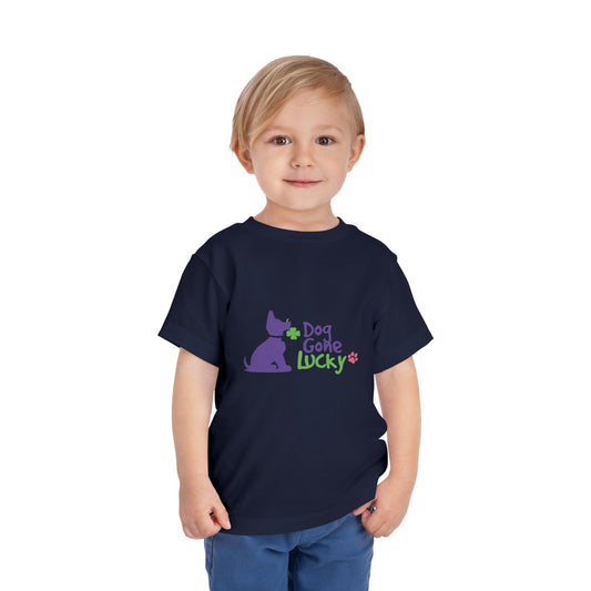 Dog Gone Lucky Toddler Tee - Cute Purple Lucky Pup on front and back
