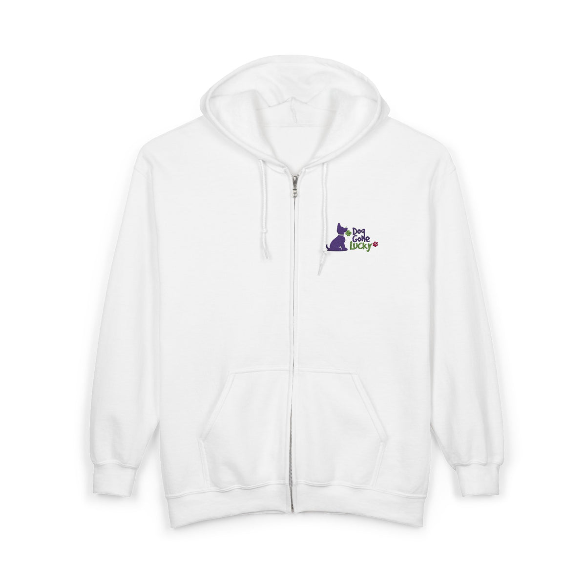 Doggone Lucky Heavy Blend™ Full Zip Hooded Sweatshirt - Embroidered Lucky Pup on Chest