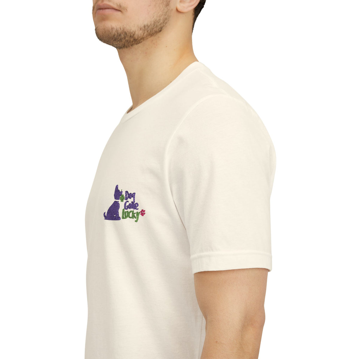 Doggone Lucky Adult Tee - Embroidered Lucky Pup on the Chest