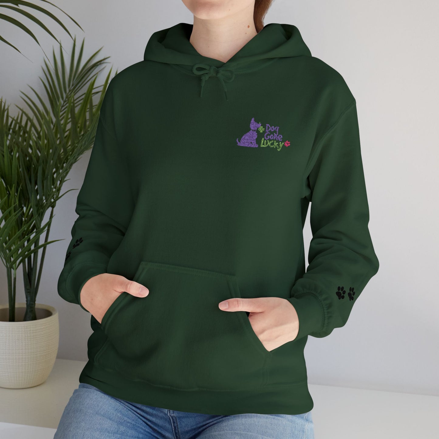 Doggone Lucky Adult Hoodie - Embroidered Lucky Pup on Chest