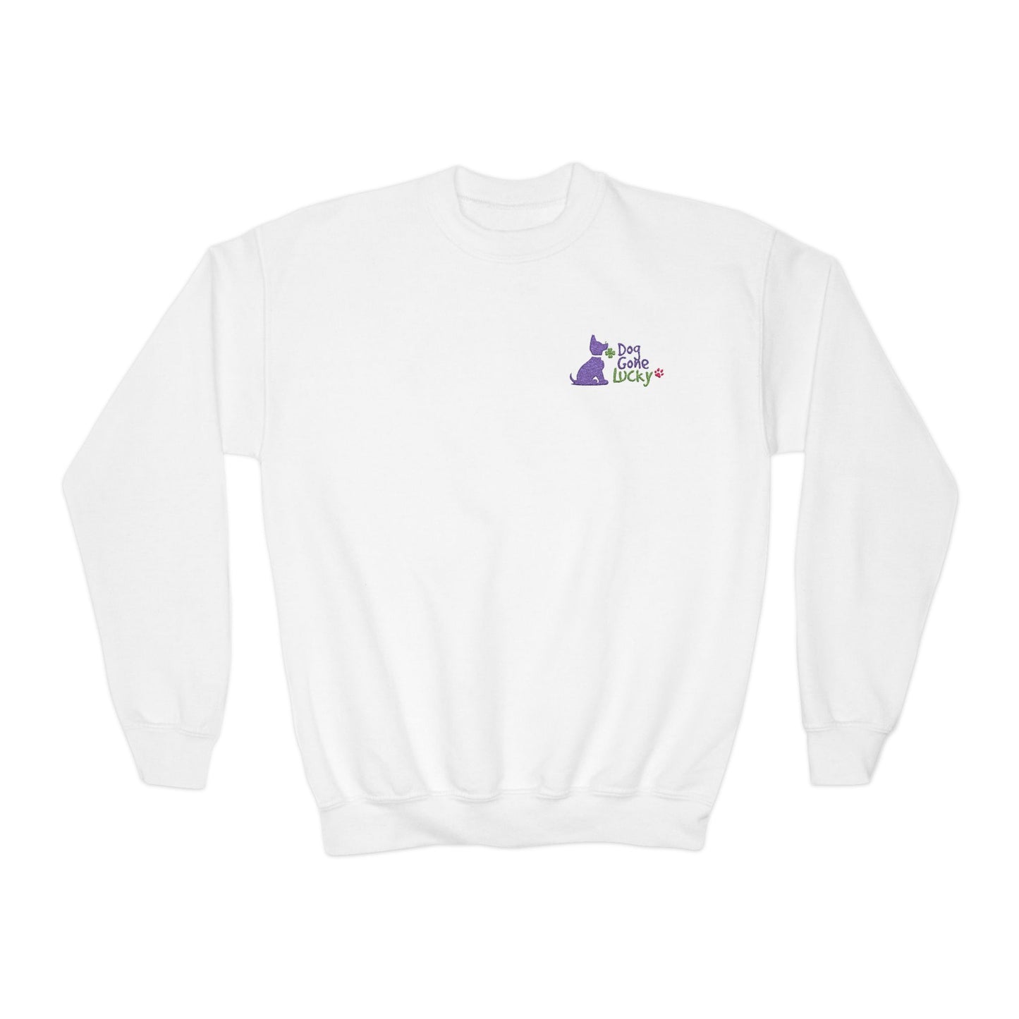 Doggone Lucky Youth Embroidered Crewneck Sweatshirt