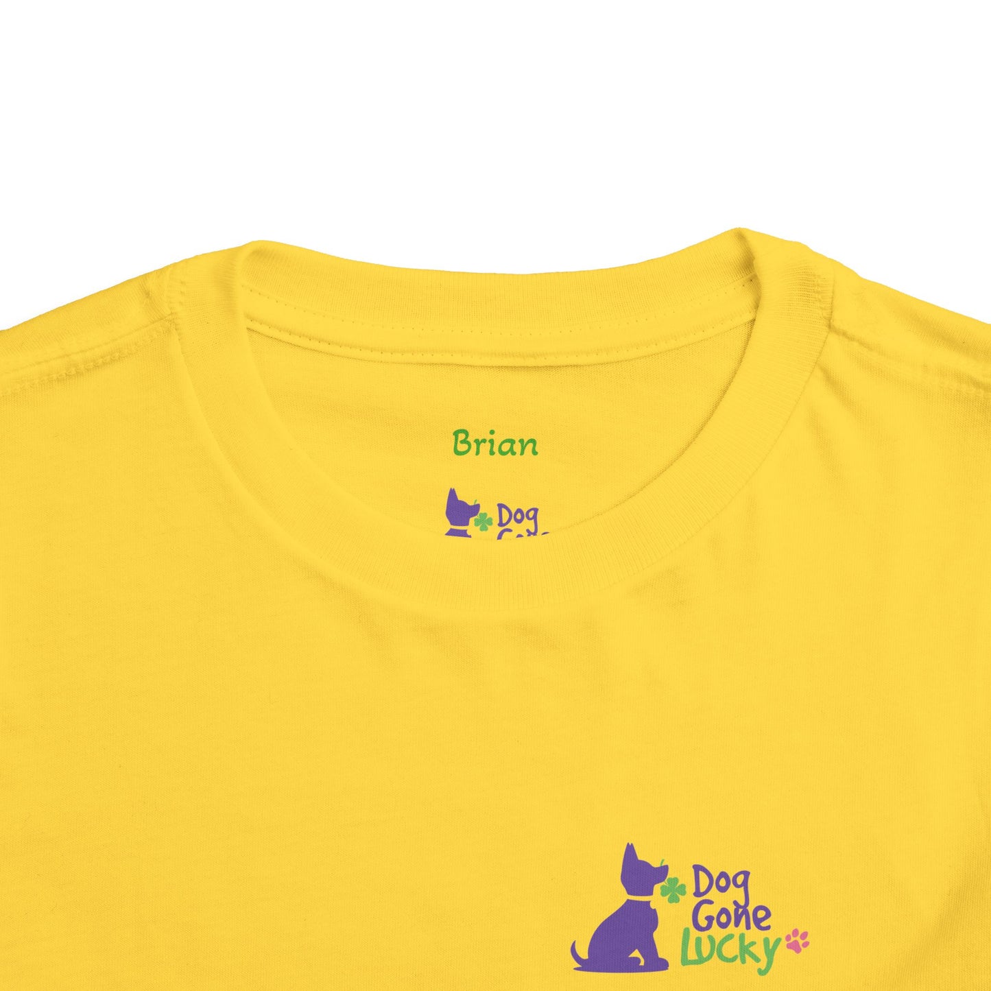 Doggone Personalized Neck Label Toddler Tee - Lucky Pup Graphic on Back and Front
