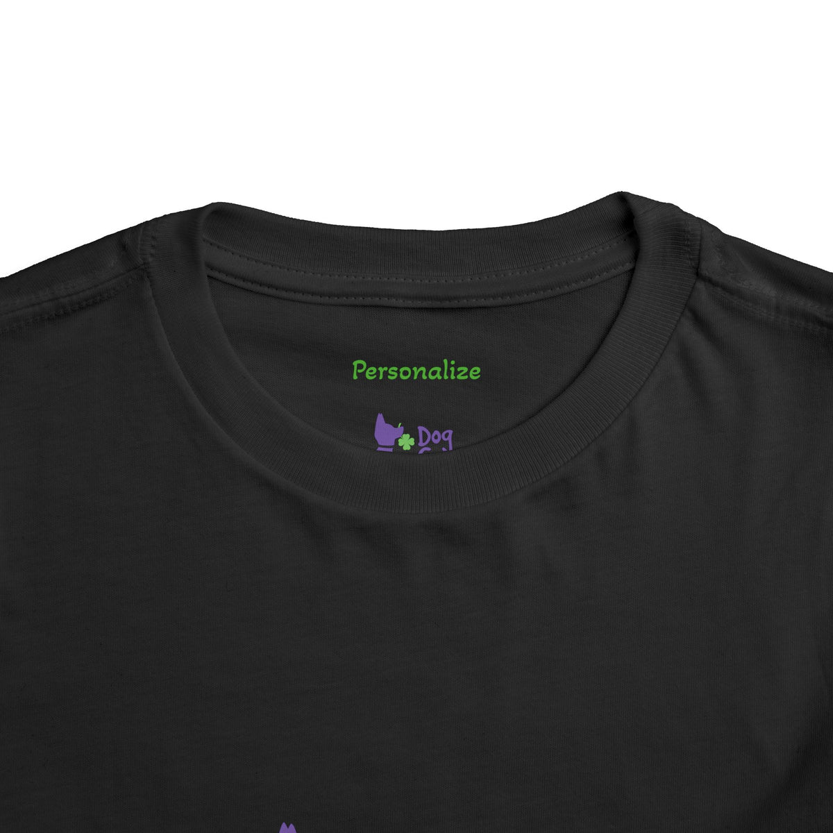 Doggone Lucky Personalized Neck Label Toddler Tee - Printed Lucky Pup on Front and Back