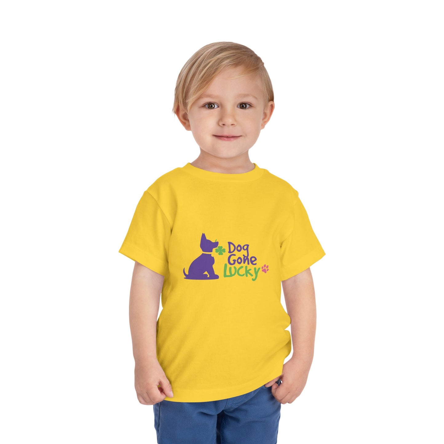 Dog Gone Lucky Toddler Tee - Cute Purple Lucky Pup on front and back