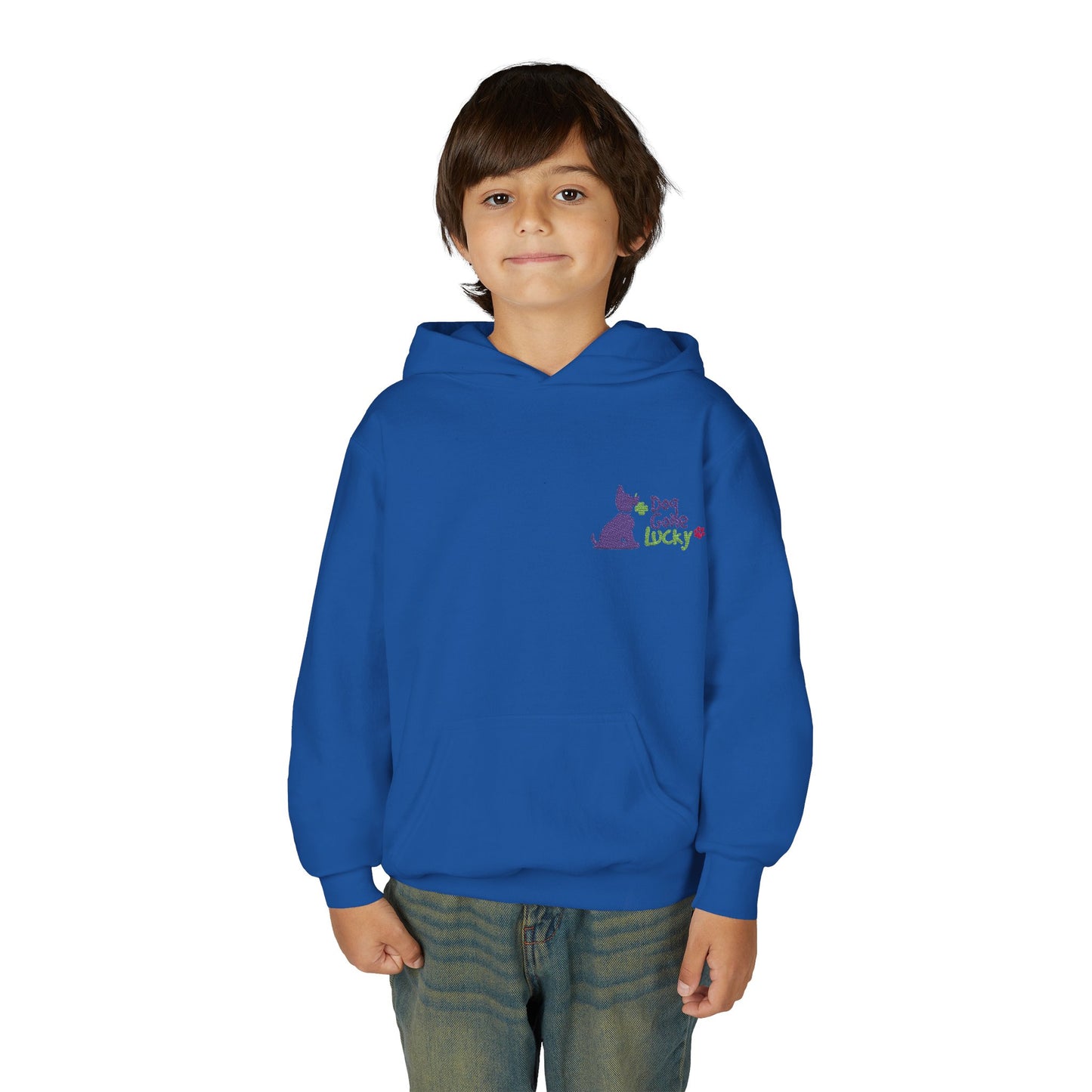 Doggone Lucky Embroidered Youth Hoodie