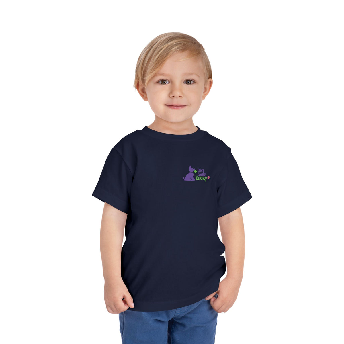 Doggone Lucky Personalized Toddler Tee - "Dog Gone Lucky" Cute Purple Pup St. Patrick's Day Shirt
