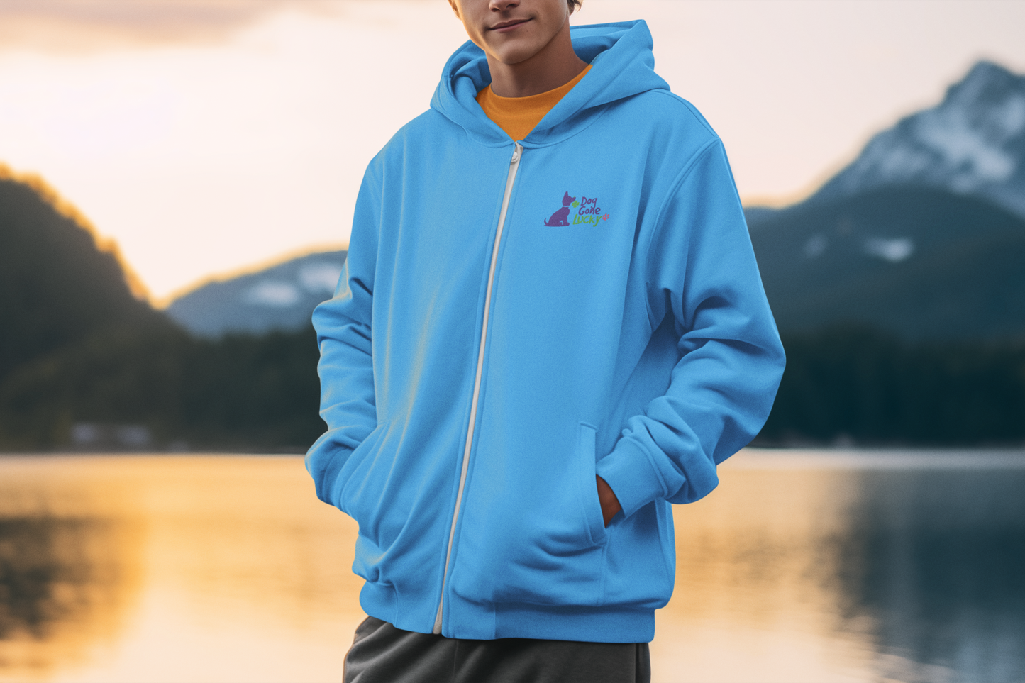 Doggone Lucky Embroidered Heavy Blend™ Full Zip Hooded Sweatshirt