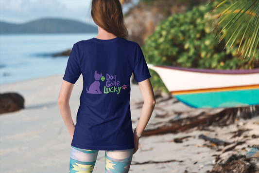 Doggone Lucky Personalized Women's Tee - Printed Lucky Pup on Back