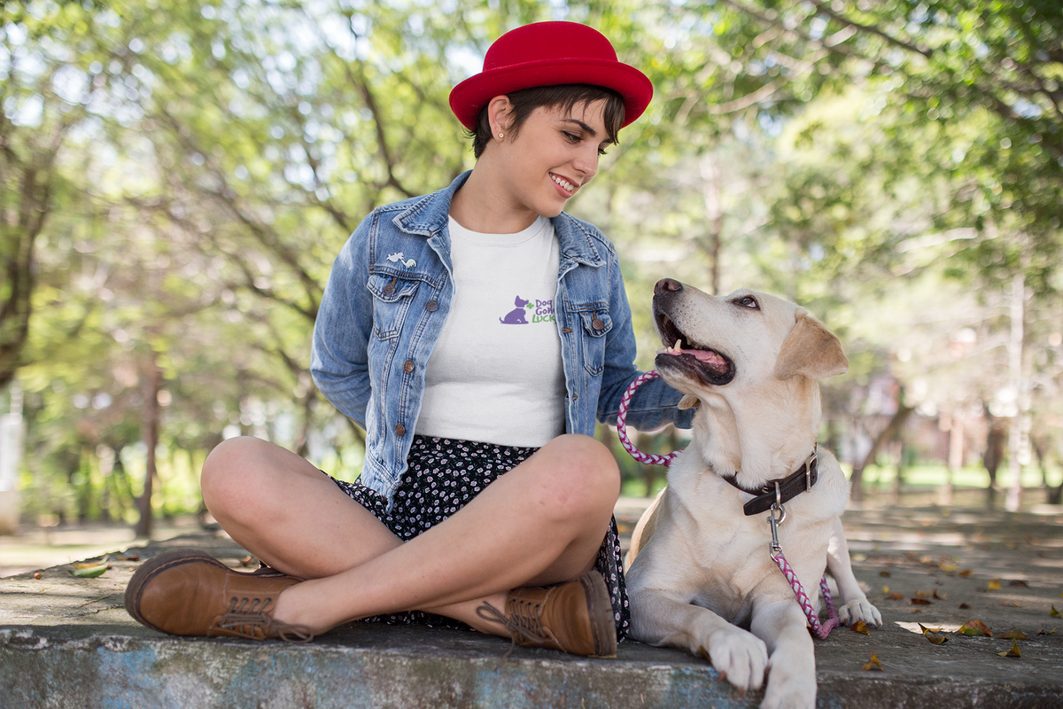 Doggone Lucky Woman's Tee - Printed Lucky Pup on Chest and Back