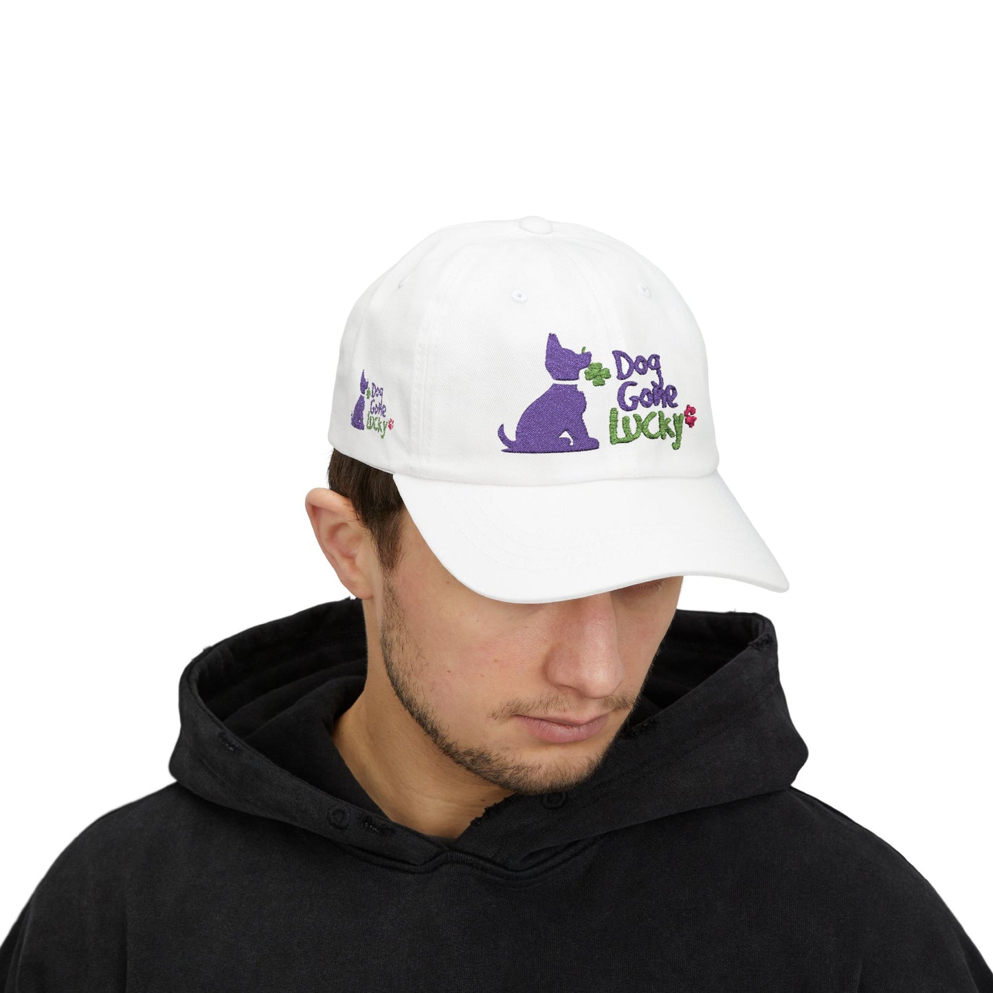 Doggone Lucky Dad Cap — Embroidered Purple Pup Baseball Hat