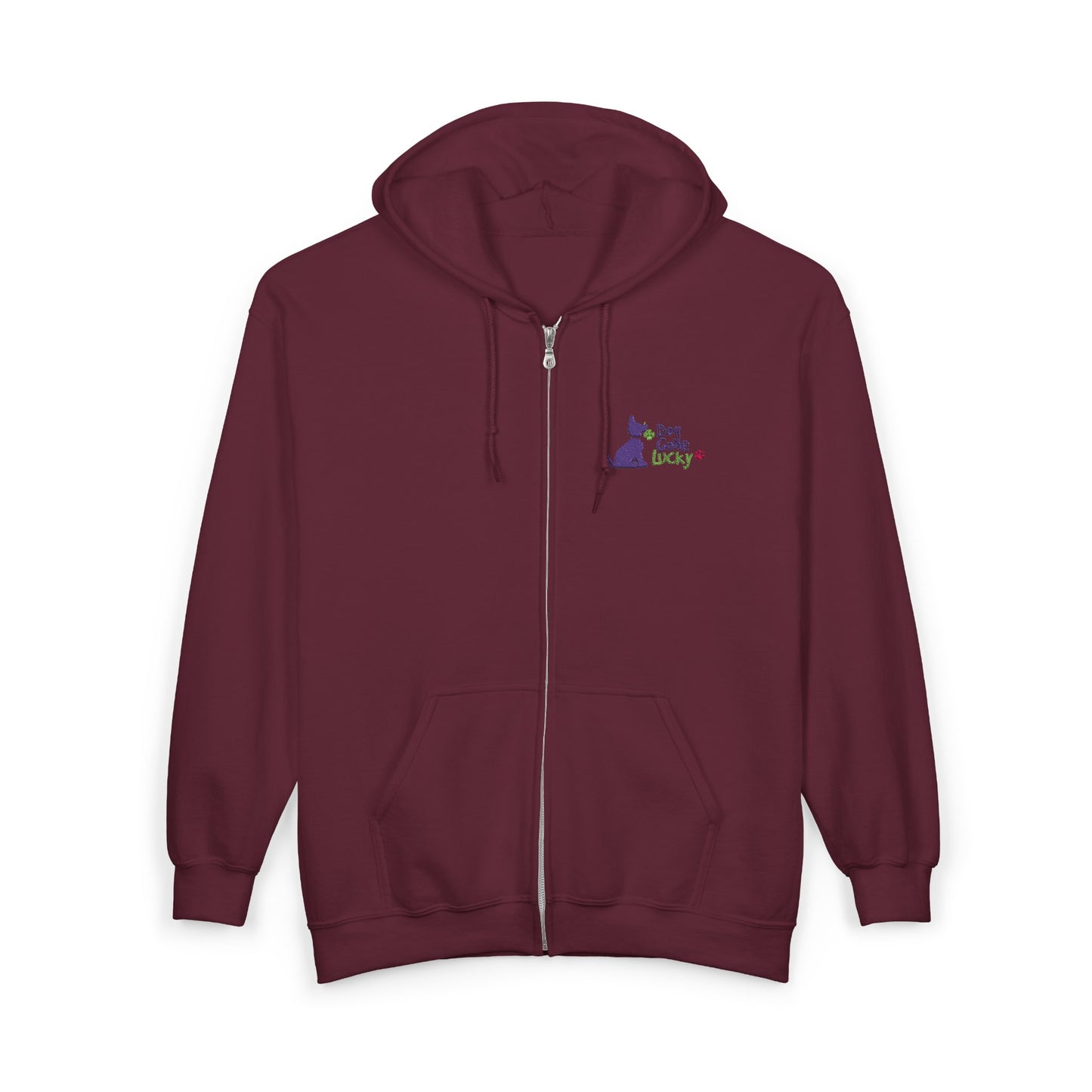Doggone Lucky Embroidered Heavy Blend™ Full Zip Hooded Sweatshirt