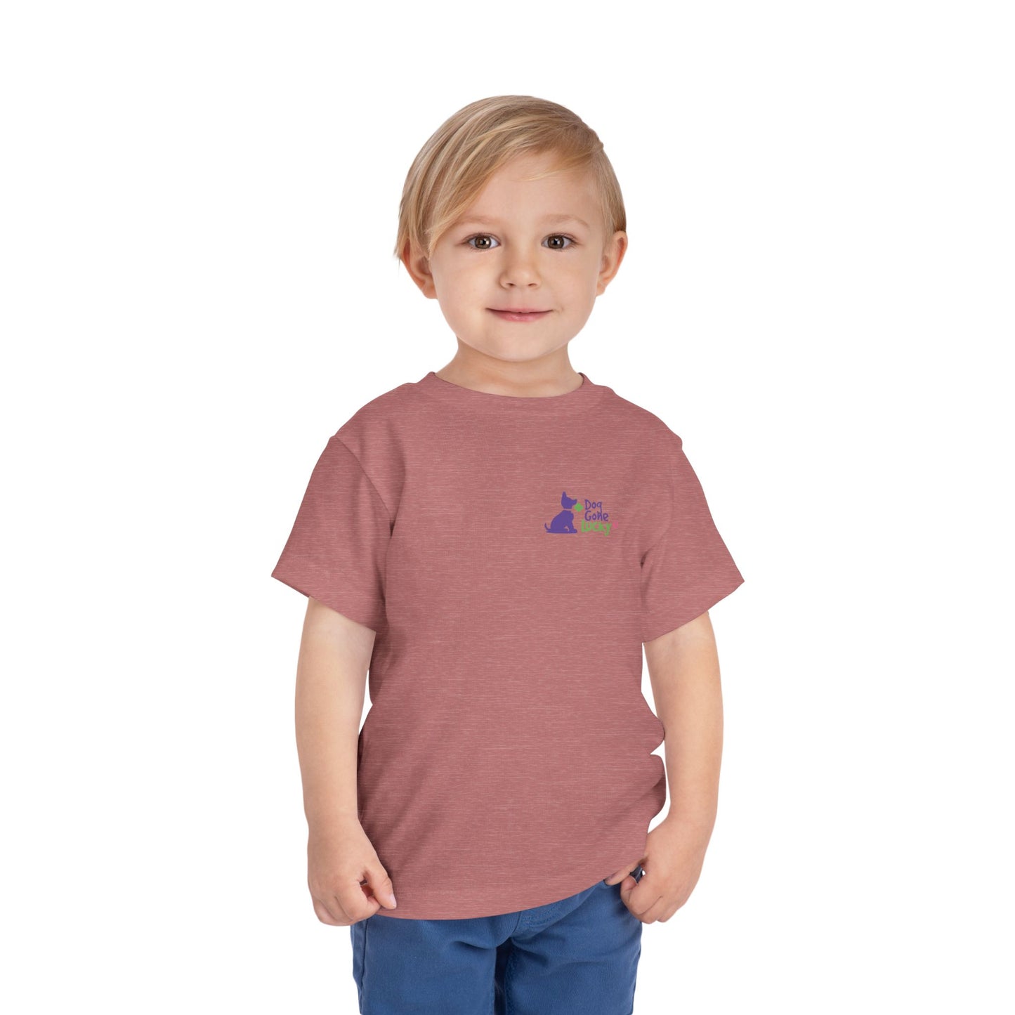 Doggone Personalized Neck Label Toddler Tee - Lucky Pup Graphic on Back and Front