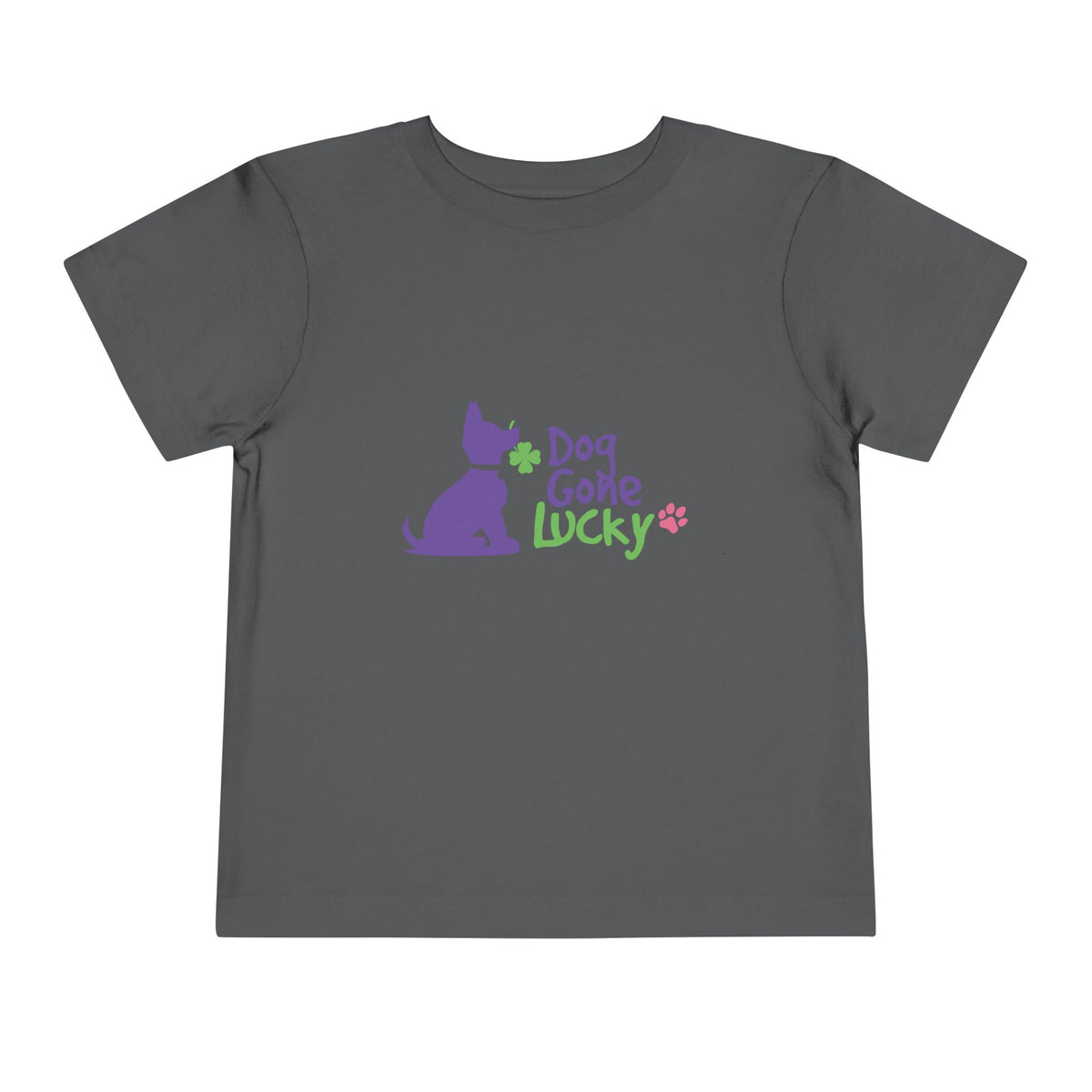 Doggone Lucky Personalized Neck Label Toddler Tee - Printed Lucky Pup on Front and Back