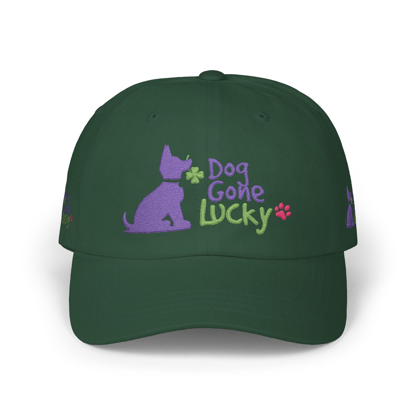 Doggone Lucky Dad Cap — Embroidered Purple Pup Baseball Hat