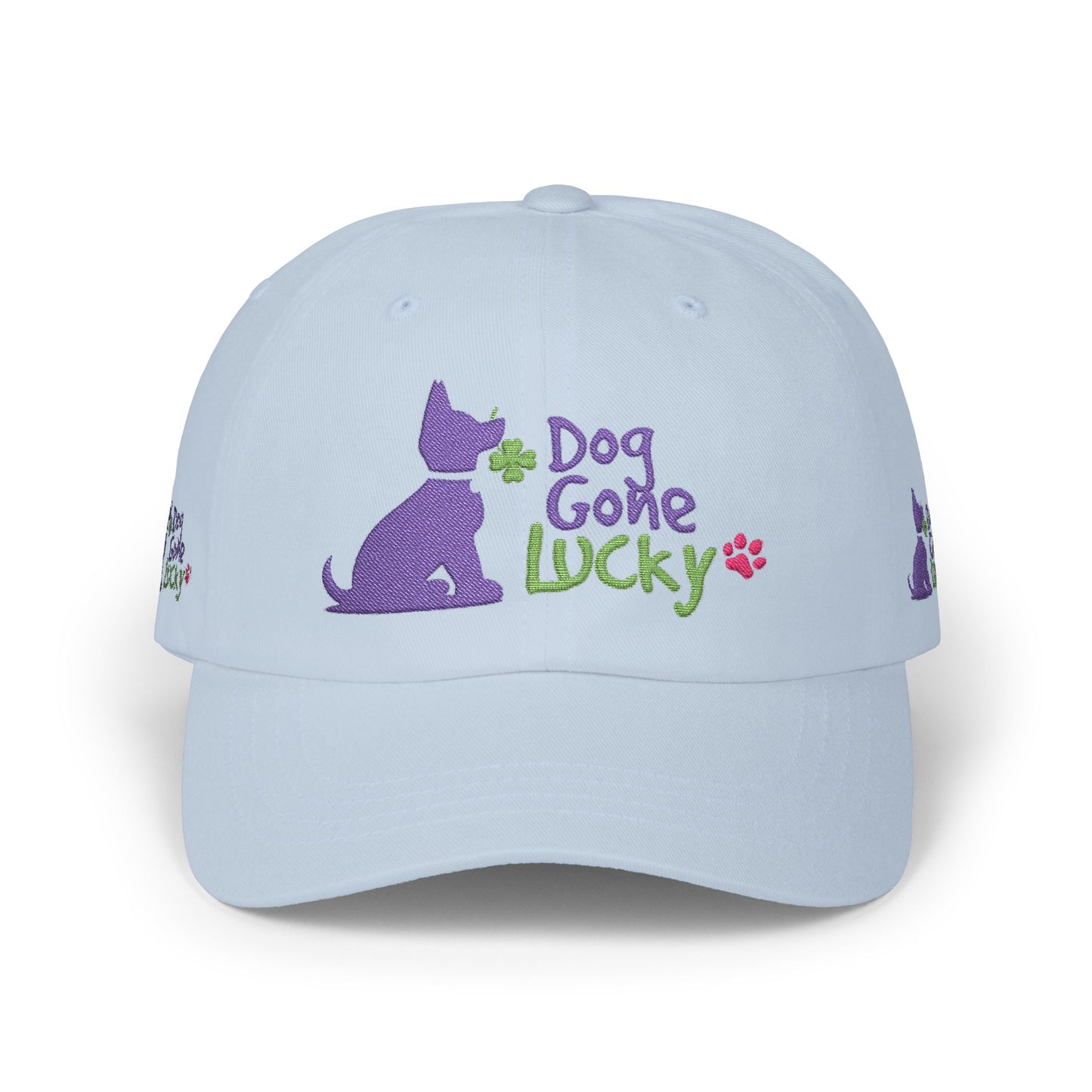 Doggone Lucky Dad Cap — Embroidered Purple Pup Baseball Hat