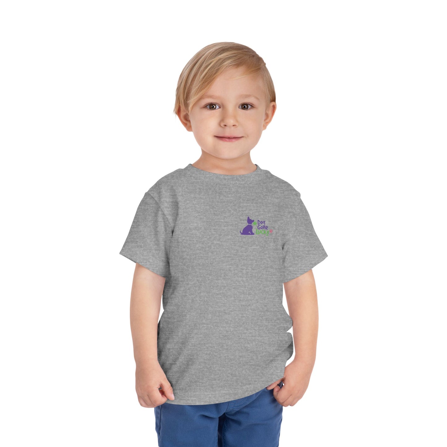 Doggone Personalized Neck Label Toddler Tee - Lucky Pup Graphic on Back and Front