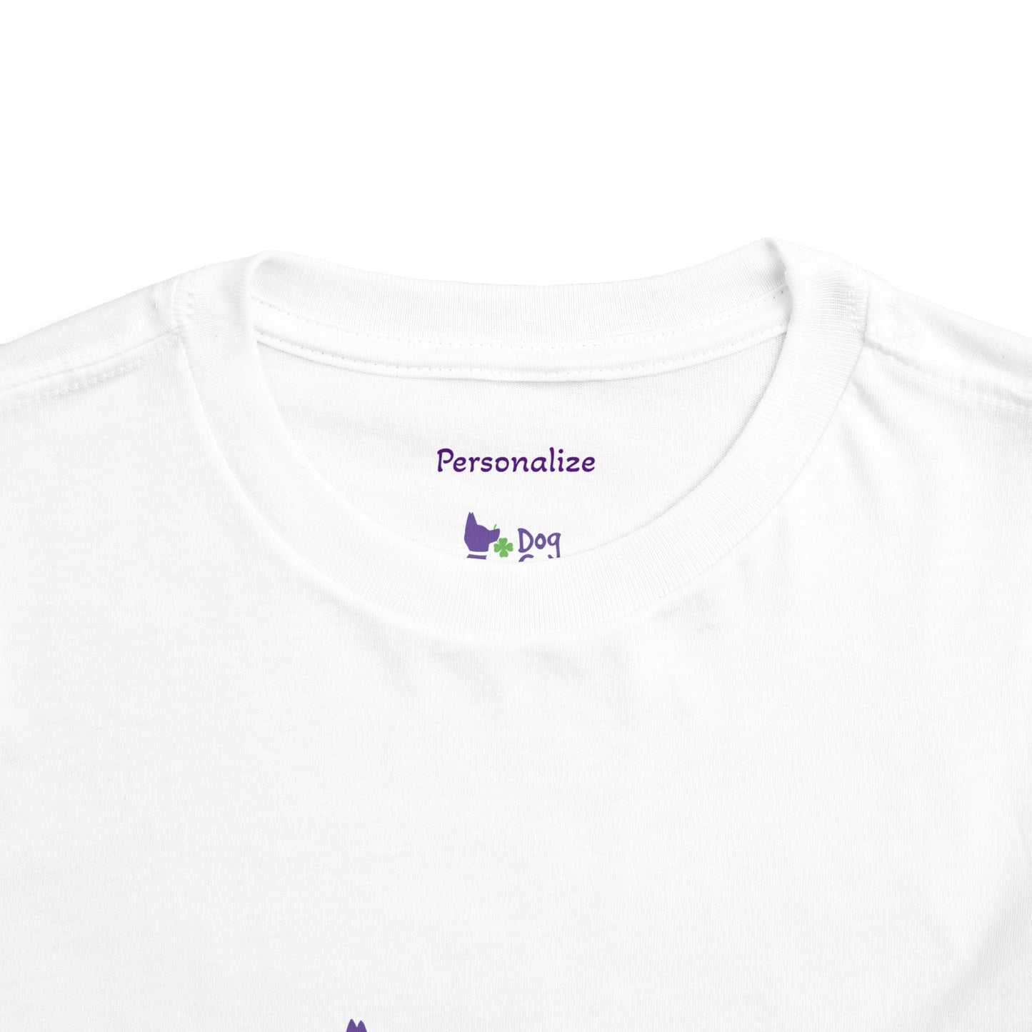 Doggone Lucky Personalized Neck Label Toddler Tee - Cute Large Lucky Pup on front and back