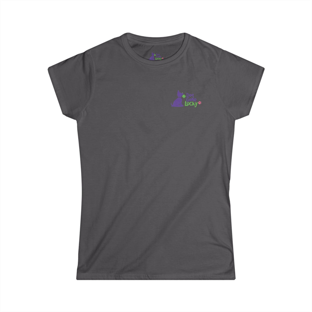 Doggone Lucky Woman's Tee - Printed Lucky Pup on Chest and Back