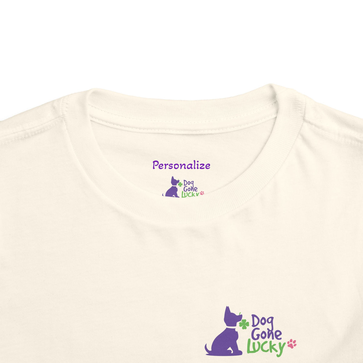 Doggone Lucky Personalized Toddler Tee - "Dog Gone Lucky" Cute Purple Pup St. Patrick's Day Shirt
