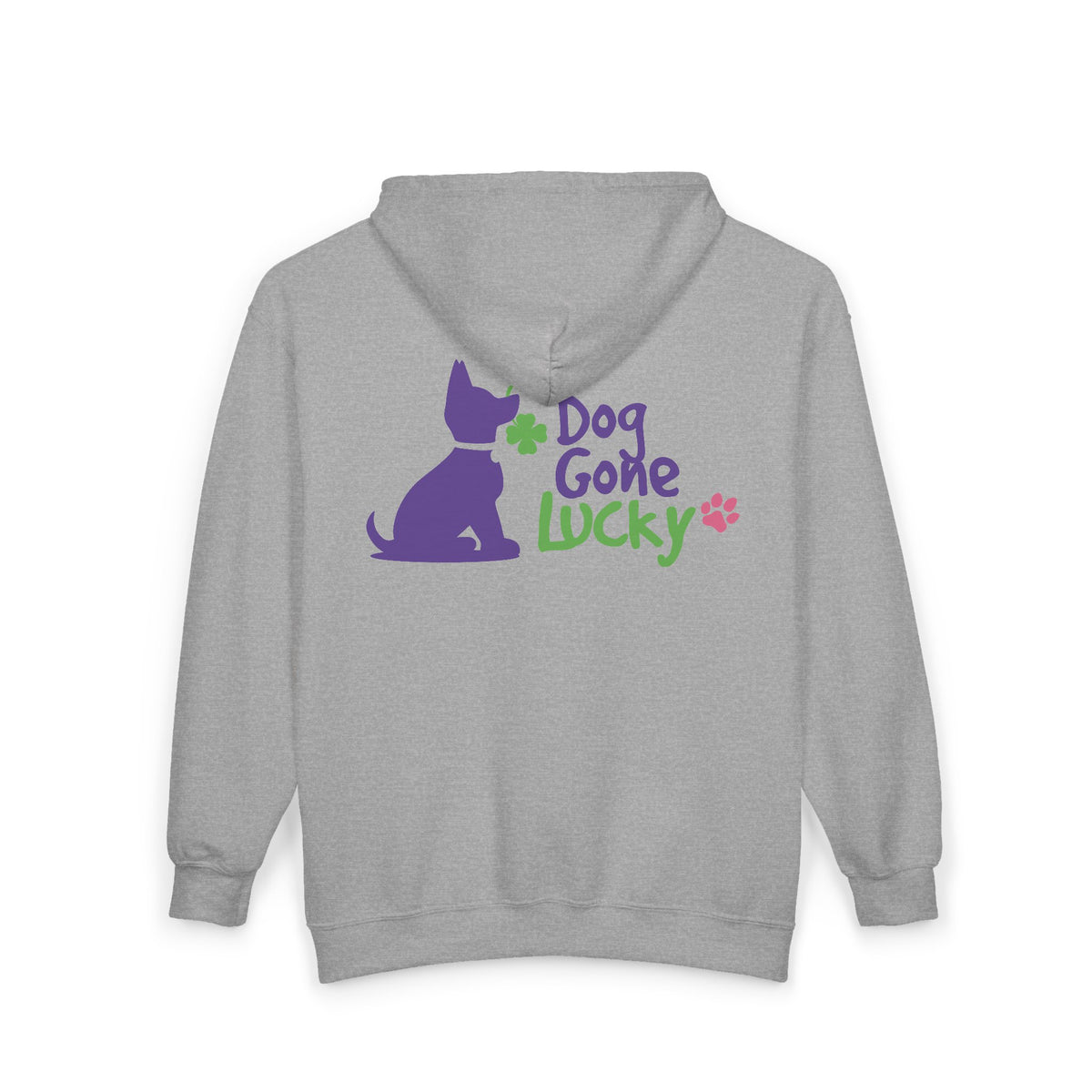 Doggone Lucky Adult Zip-up Hoodie - Printed Lucky Pup on Chest and Back