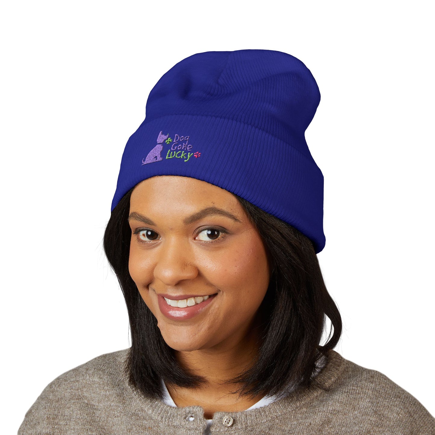 Doggone Lucky Embroidered Beanie