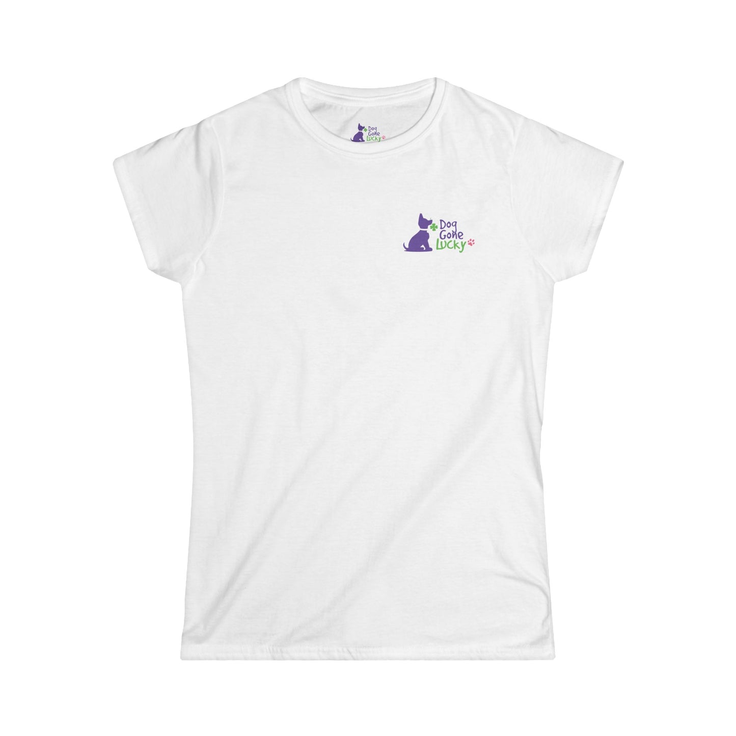 Doggone Lucky Woman's Tee | Purple Dog with Clover, St. Patrick's Day