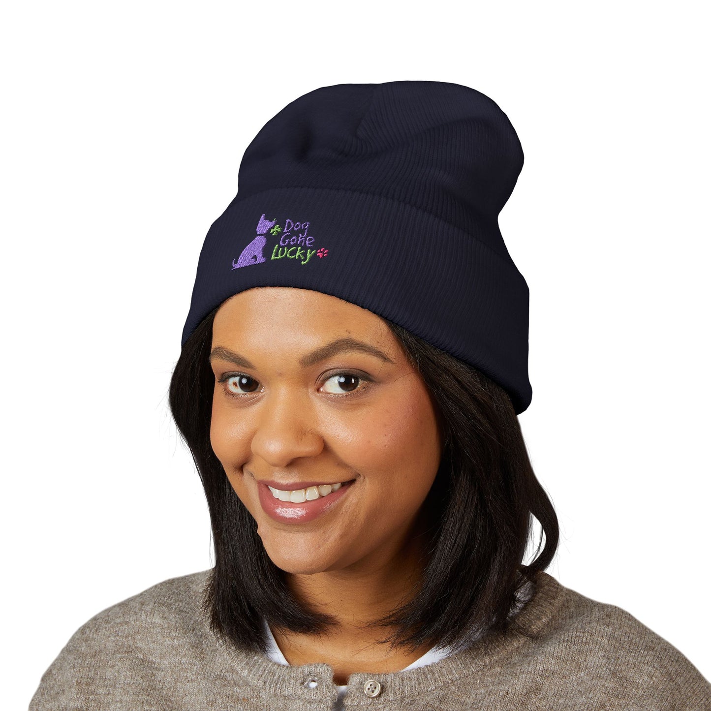 Doggone Lucky Embroidered Beanie
