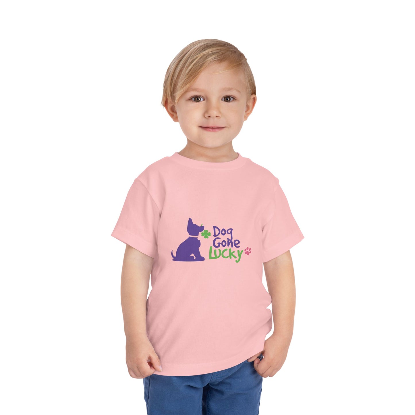 Dog Gone Lucky Toddler Tee - Cute Purple Lucky Pup on front and back