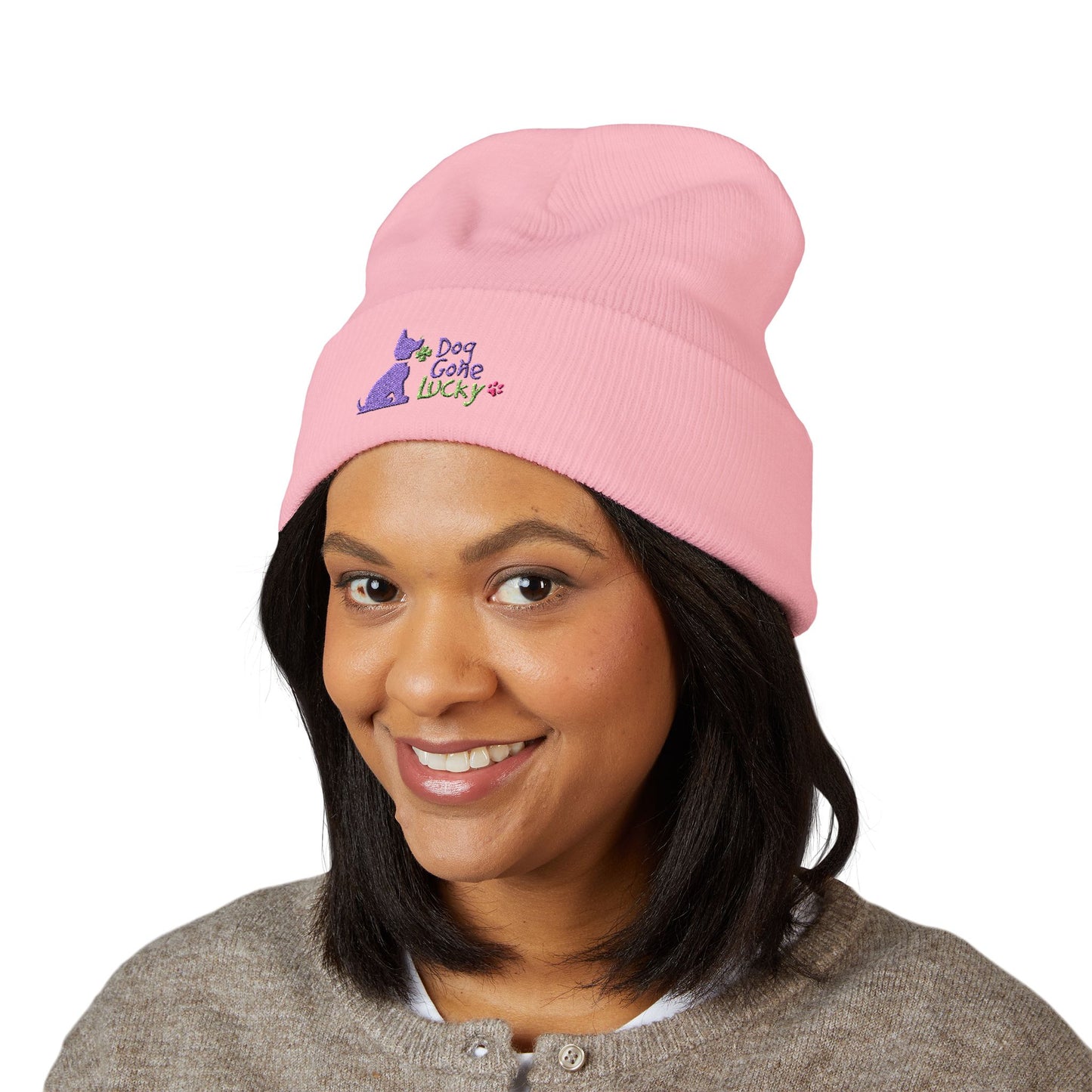 Doggone Lucky Embroidered Beanie