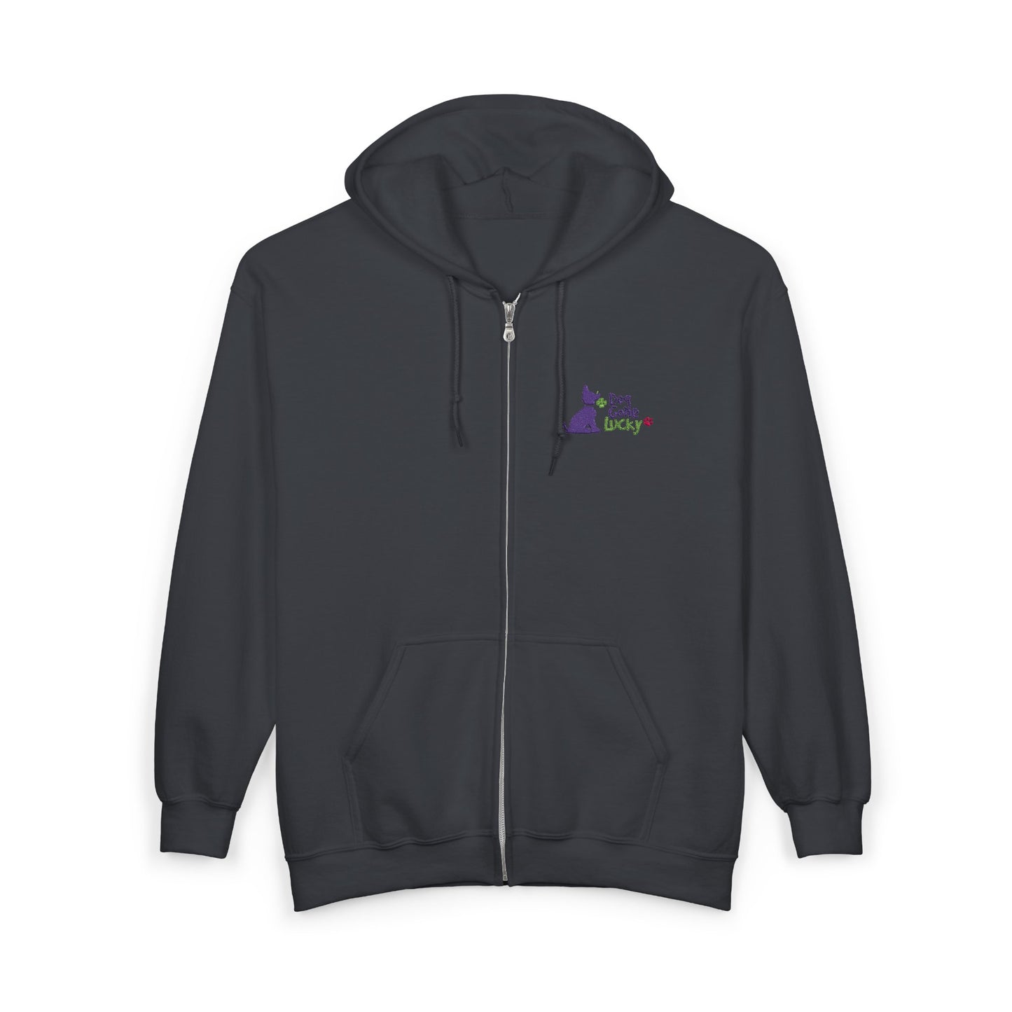 Doggone Lucky Embroidered Heavy Blend™ Full Zip Hooded Sweatshirt