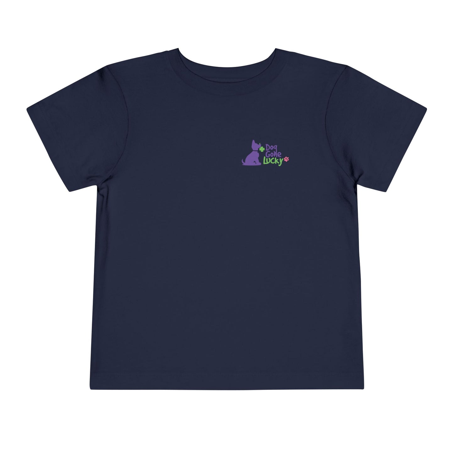 Doggone Personalized Neck Label Toddler Tee - Cute Lucky Pup on Front and Back